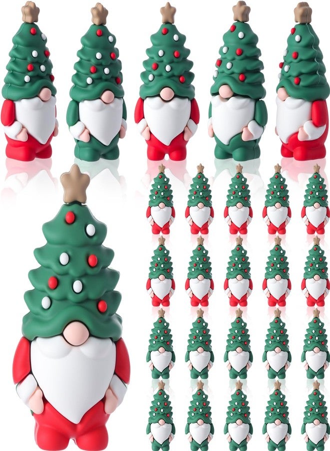 Sonwyoung 25 Pcs Mini Christmas Gnome Figurines Including Red and Green Tiny Christmas Tree Hat Gnomes Figures for Hide and Seek Little Rubber Statue for Xmas Gifts Winter Table Xmas Tree Decoration - Image 1